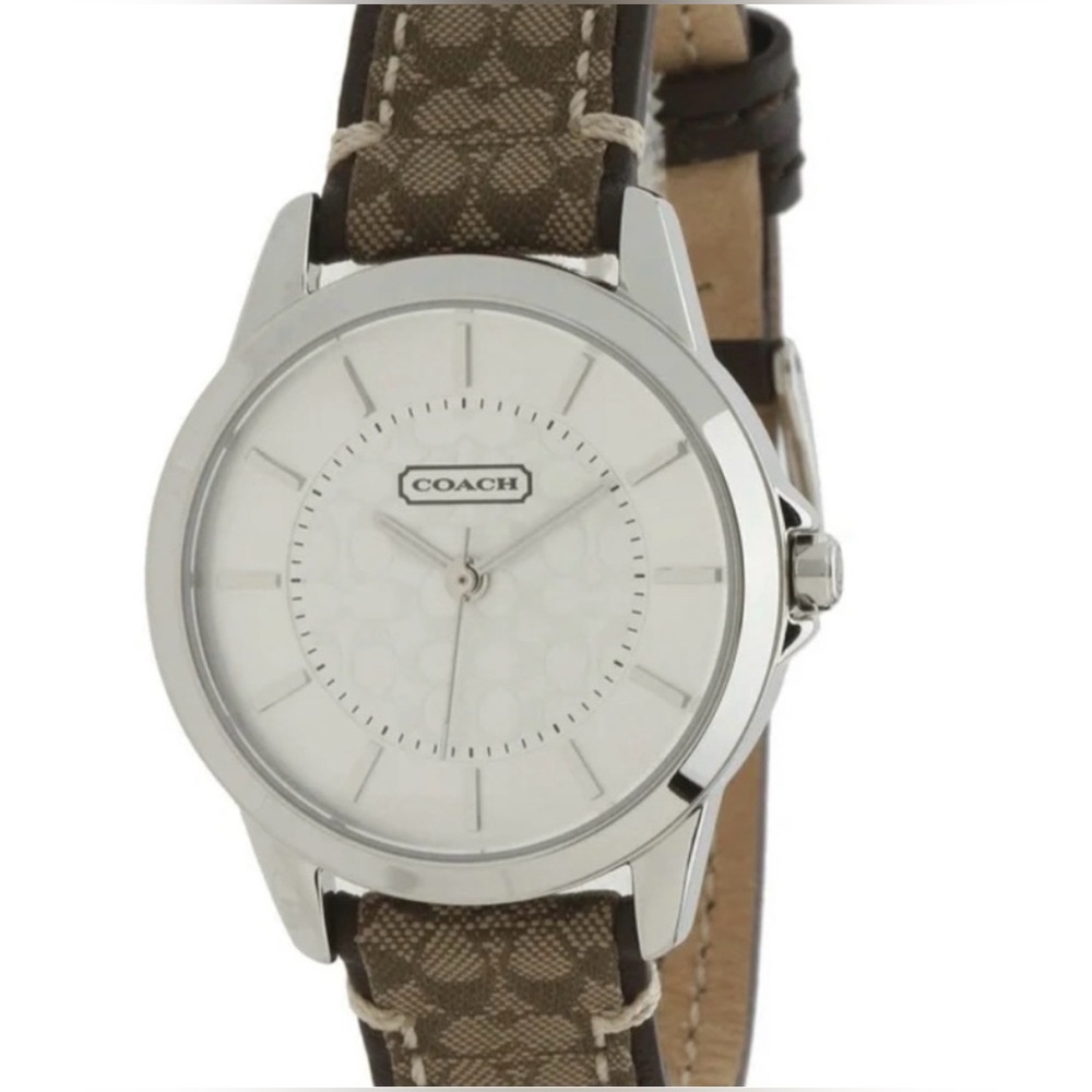 Vintage Men’s Coach Brown Leather Strap with Patterned Textile